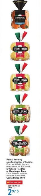 Walmart Pains à hot-dog ou à hamburger D'Italiano offer