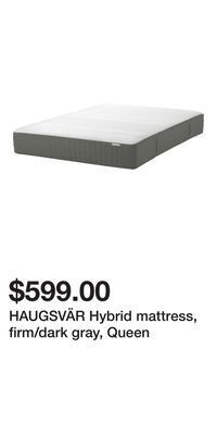 IKEA Haugsvär hybrid mattress, firm/dark gray, queen offer