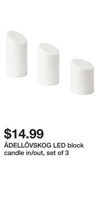 IKEA Ädellövskog led block candle in/out, set of 3 offer