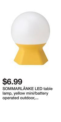 IKEA Sommarlånke led table lamp, yellow mini/battery operated outdoor, 13 cm (4 7/8 ) offer