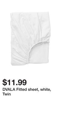 IKEA Dvala fitted sheet, white, twin offer