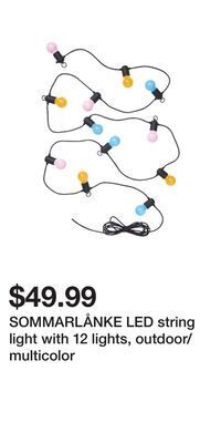 IKEA Sommarlånke led string light with 12 lights, outdoor/multicolor offer