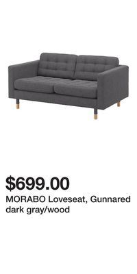IKEA Morabo loveseat, gunnared dark gray/wood offer