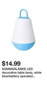 IKEA Sommarlånke led decorative table lamp, white blue/battery operated outdoor, 21 cm (8 1/4 ) offer