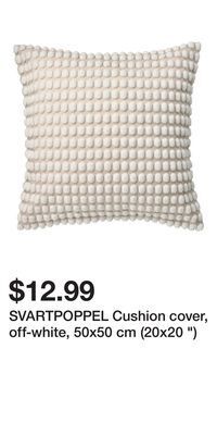 IKEA Svartpoppel cushion cover, off-white, 50x50 cm (20x20 ) offer