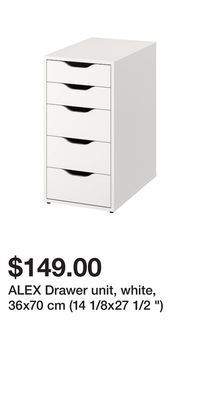IKEA Alex drawer unit, white, 36x70 cm (14 1/8x27 1/2 ) offer
