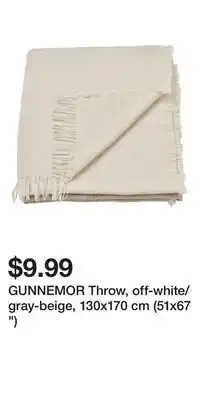 IKEA Gunnemor throw, off-white/gray-beige, 130x170 cm (51x67 ) offer