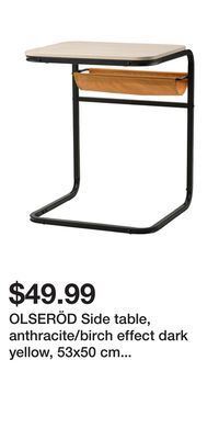 IKEA Olseröd side table, anthracite/birch effect dark yellow, 53x50 cm (20 7/8x19 5/8 ) offer