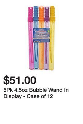 Dollarama 5pk 4.5oz bubble wand in display - case of 12 offer