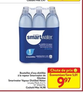 Walmart Bouteilles d'eau distillée à la vapeur Smartwater de Glacéau offer