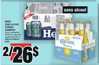Super C BIÈRE SANS ALCOOL CORONA SUNBREW, 6 / 330 ml, Heineken canettes 6/330 ml offer