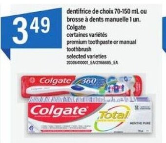 Maxi dentifrice de choix 70-150 ml. ou brosse à dents manuelle 1 un. Colgate offer