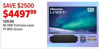 2001 Audio Video Hisense 120 4k hdr trichroma laser tv with screen offer
