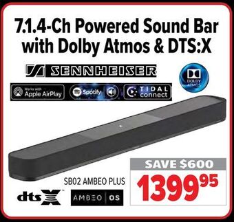 2001 Audio Video Sennheiser 7.1.4-ch powered sound bar with dolby atmos & dts:x offer
