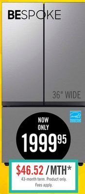 The Brick Samsung bespoke 30 cu. ft. french-door refrigerator - rf30bb6200qlaa offer