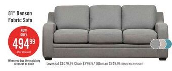 The Brick Benson linen-look fabric sofa - grey offer