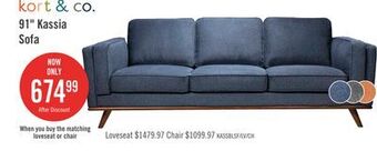 The Brick Kassia linen-look sofa - blue offer