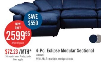 The Brick Eclipse 4-piece linen-look fabric modular sectional - navy offer