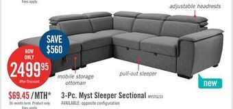 The Brick Myst 3-piece left-facing linen-look fabric sleeper sectional - ash offer