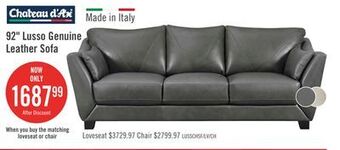 The Brick Lusso genuine leather sofa - charcoal offer