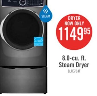 The Brick Electrolux 8 cu. ft. electric dryer - elfe763cat offer