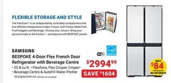 Visions Electronics Samsung bespoke 4-door flex french door refrigerator with beverage centre offer