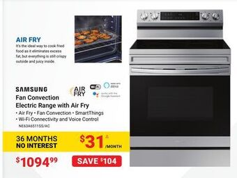 Visions Electronics Samsung fan convection electric range with air fry offer