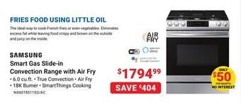 Visions Electronics Samsung smart gas slide-in convection range with air fry offer