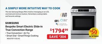 Visions Electronics Samsung bespoke smart electric slide-in true convection range offer