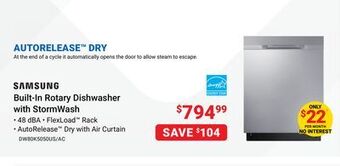 Visions Electronics Samsung built-in rotary dishwasher with stormwash offer