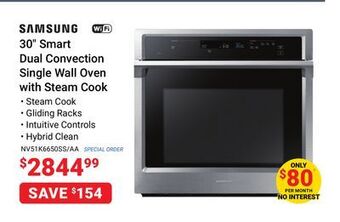Visions Electronics Samsung 30 smart dual convection single wall oven with steam cook offer
