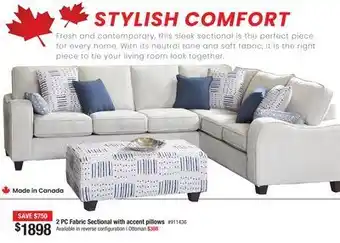 Bad Boy Superstore 2 pc fabric sectional with accent pillows offer