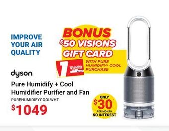 Visions Electronics Dyson pure humidify + cool humidifier purifier and fan offer