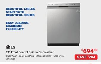 Visions Electronics Lg 24 front control built-in dishwasher offer