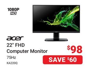 Visions Electronics Acer 22 fhd computer monitor offer