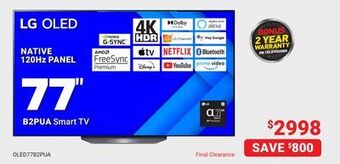 Visions Electronics Lg native 120hz panel 77 b2pua smart tv offer