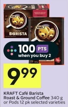 IGA KRAFT Café Barista Roast & Ground Coffee 340 g or Pods 12 pk offer