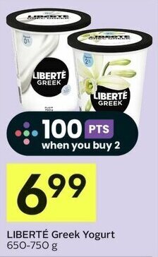 IGA LIBERTÉ Greek Yogurt 650-750 g offer