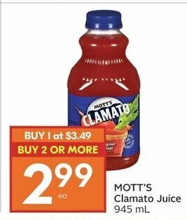 IGA MOTT'S Clamato Juice 945 mL offer