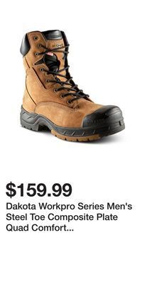 Mark's Dakota workpro series men's steel toe composite plate quad comfort leather 8 inch work boots offer
