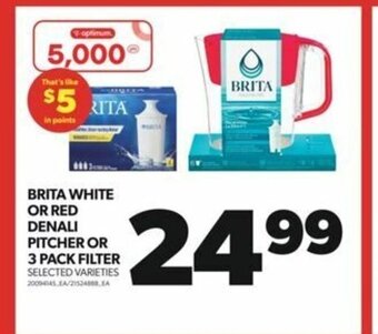 Real Canadian Superstore BRITA WHITE OR RED DENALI PITCHER OR 3 PACK FILTER offer