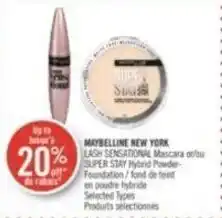 Shoppers Drug Mart MAYBELLINE NEW YORK LASH SENSATIONAL Mascara onlou SUPER STAY Hybrid Powder-Foundation offer