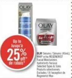 Shoppers Drug Mart OLAY serum (40mL) Regenerist facial Moisturizer offer