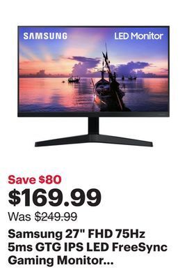 Best Buy Samsung 27 fhd 75hz 5ms gtg ips led freesync gaming monitor (lf27t350fhnxza) - dark blue grey offer