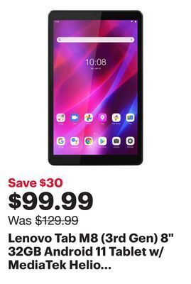 Best Buy Lenovo tab m8 (3rd gen) 8 32gb android 11 tablet w/ mediatek helio p22t 8-core processor - iron grey - only at best buy offer