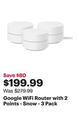 Best Buy Google wifi router with 2 points - snow - 3 pack offer
