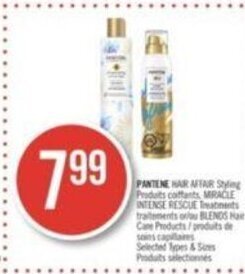 Shoppers Drug Mart PANTENE HAR AFTAR Styling MRACLE INTENSE RESCUE Treatments ou BLENDS Ha Care Prod. offer