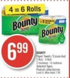 Shoppers Drug Mart BOUNTY Paper Towels offer