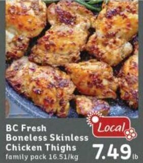 Market Place IGA BC Fresh Boneless Skinless Chicken Thighs offer