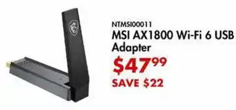 Canada Computers MSI AX1800 Wi-Fi 6 USB Adapter offer